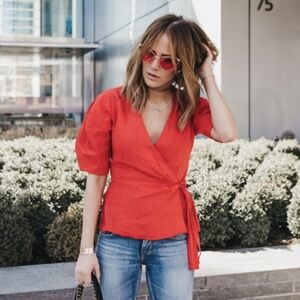 Zara Red Wrap Top